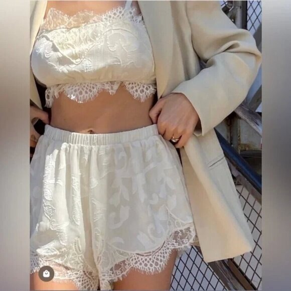 Free people Love Story 2-Piece Lounge Short + Tank Set Cream White Size XS - Picture 4 of 11